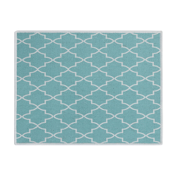 Geometric Pattern Large Dish Drying Mat for Kitchen Counter |24 x 18 x 0.25 Inches | Turquoise