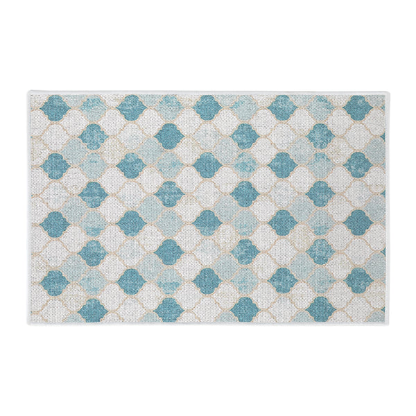 Moroccan Design Multipurpose Floor Mat | 20"x31" | Beige&Blue